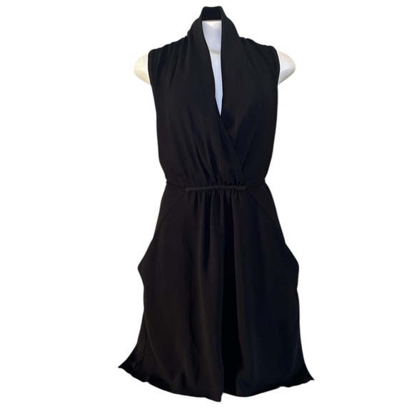 Aritzia Wilfred Sabine Black Wrap Front Mini Dress Size S - Picture 3 of 14